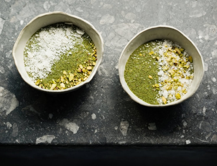 Two bowls of matcha powder on a table. | The White Leaf 	