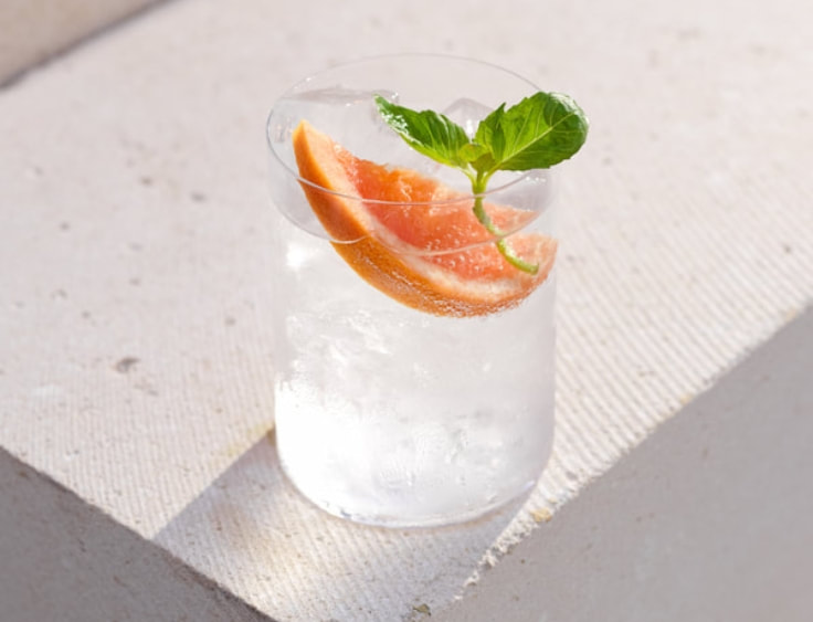 A glass of water with a slice of grapefruit on top | The White Leaf 